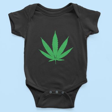 Bio Baumwolle Babystrampler Marihuana Blatt Kiffer weed gras grün