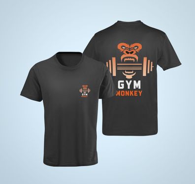 Bio Baumwolle Herren T-Shirt für Fitness Fans Gym Monkey