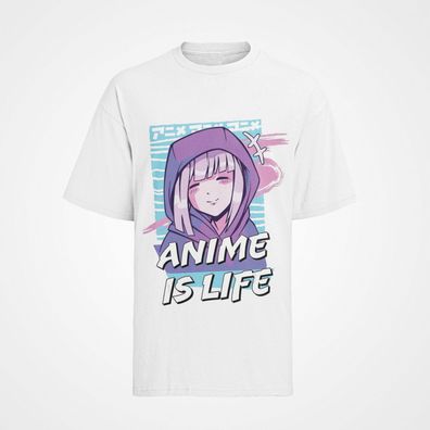 Bio Baumwolle Herren T-Shirt für Fans Anime Manga Sozial Anime is life