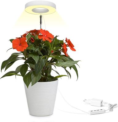 Onite Pflanzenlampe Pflanzenlicht LED Vollspektrum USB Adapter Timer 3 Modi Weiß