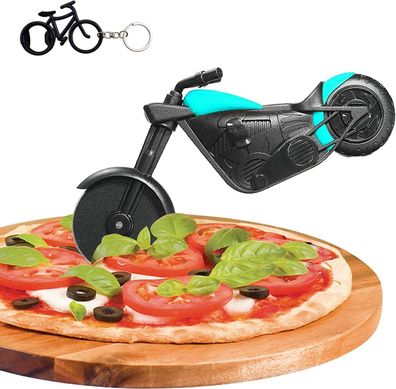 Zonyee Motorrad Pizzaschneider Edelstahl Kunststoff Pizzaroller Geschenk 21,5 cm