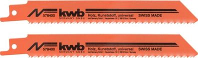KWB Säbelsägeblatt 153/130 mm 2 Stück Mehrzwecksägeblatt Holz, HCS Stahl, Gipskar