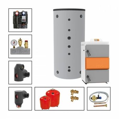 Solarbayer Holzvergaserset HVS E 25-1B Variante B mit 1xSLS-1000S Pufferspeicher