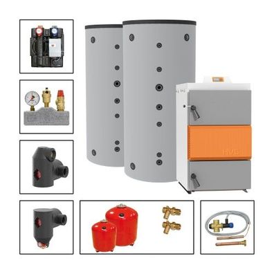 Solarbayer Holzvergaserset HVS E 60-1C Variante C mit 2xSLS-2200S Pufferspeicher