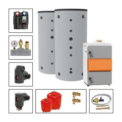 Solarbayer Holzvergaserset HVS LC 25-4BVariante B mit 1xSLS-1000 und 1xSLS-1000S