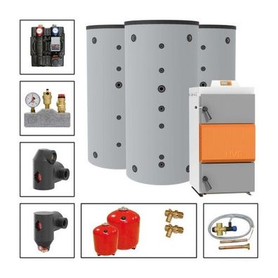 Solarbayer Holzvergaserset HVS LC 40-3BVariante B mit 2xSLS-1000 und 1xSLS-1000S