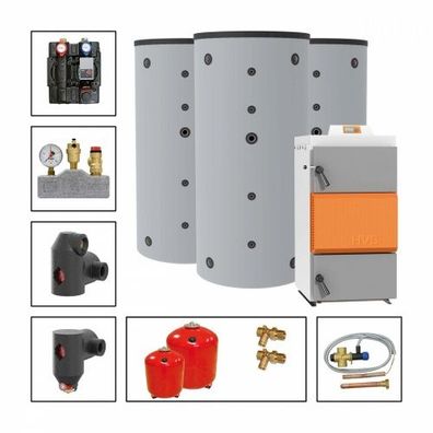 Solarbayer Holzvergaserset HVS LC 40-3A Variante A mit 3xSLS-1000 Pufferspeicher