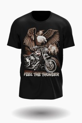 Wild Glow in the Dark Adler und motorad "Feel the Thunder" T-shirt Design