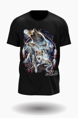 Wild Glow in the Dark lone wolf mit dreamcatcher T-shirt Design