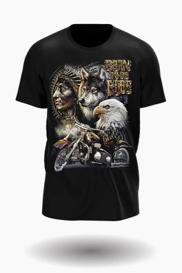 Wild Glow in the Dark Native american mit Adler, Wolf, motorad T-shirt Design