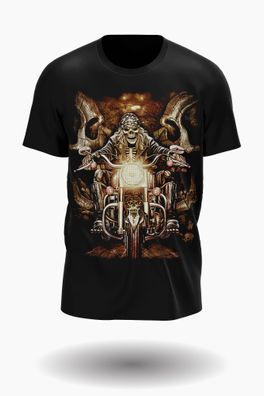 Wild Glow in the Dark totenkopf rider "Road to Hell" mit Motor T-shirt Design