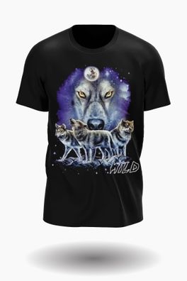 Wild Glow in the Dark Leitwolf mit wolfgang im nacht mit mond T-shirt Design