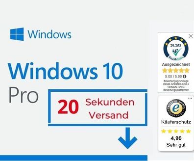 Microsoft Windows 10 Professional - Pro, Original, 32/64-Bit - auch für Upgrade