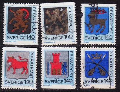 Schweden Sverige [Lot] 09 ( O/ used ) [01] Wappen div. Zähng.