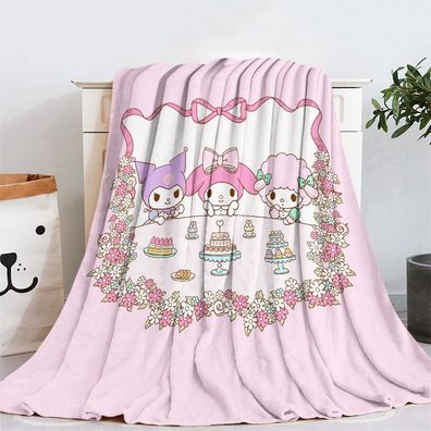 Little Twin Stars Flannel Fleece Blanket Kuromi My Melody Lala Sofa Quilt Nap Decke