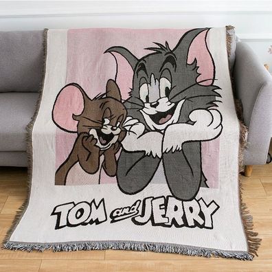 Cartoon Tom and Jerry Nap Blanket Decke Sofa Quilt Tapisserie Teppich 130x180cm