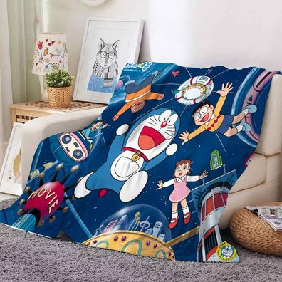 Anime Doraemon Flannel Fleece Blanket Nobita Nobi Shizuka Nap Decke Sofa Quilt