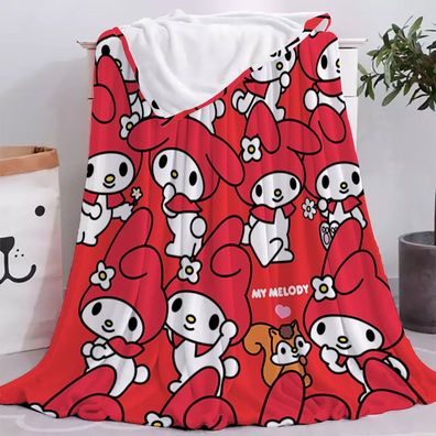 Anime My Melody Flannel Fleece Blanket Risu Kuromi Nap Decke Sofa Quilt Rot 150x180cm