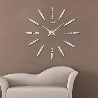 Spiegel-Wanduhr, übergroße 3D-Acryl-Kreativ-Wanduhr, DIY-Wohnzimmer-Wanduhr, Größe 1