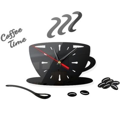 Sets Modische Kaffee-Wanduhr, Acryl-Spiegel, Wandaufkleber, Heim-DIY, stereoskopisch