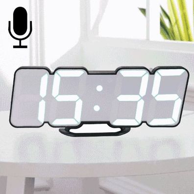 9001 3D-Soundsteuerung, Farb-LED-Digitaluhr, Alarmwand, Stereo-Wanduhr (Farbe: Schwa