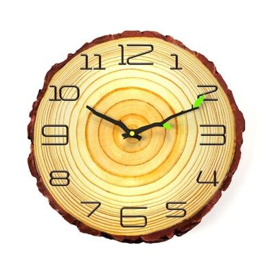 12 Zoll Holzmaserung Jahresring Quarz Stille Uhr Wanduhr-MW012-12 (28x30cm)