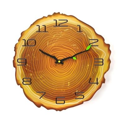 12 Zoll Holzmaserung Jahresring Quarz Stille Uhr Wanduhr-MW013-12 (28x30cm)