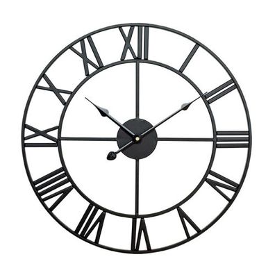 50 cm Retro Wohnzimmer Schmiedeeisen Runde Römische Stille Dekorative Wanduhr (Schwa