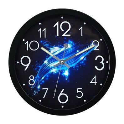 1207B Romantische LED runde Wanduhr Wohnzimmer Metall leuchtende Wanduhr (Wal Hi)