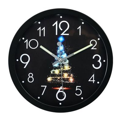 1207B Romantische LED Runde Wanduhr Wohnzimmer Metall Leuchtende Wanduhr (Farbe Weihn