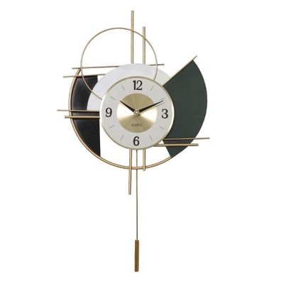 Wohnzimmer Veranda Dekoration Wanduhr Schmiedeeisen Home Mute Swing Uhr (YX069)