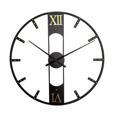 Heimtextilien-Wanduhr, schmiedeeiserne Nietenwaage, Stummschaltung, 60 cm