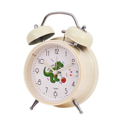 Student Cute Style Bell Wecker Nachttisch Silent Clock mit Licht - Y35 4 Zoll (Beige)