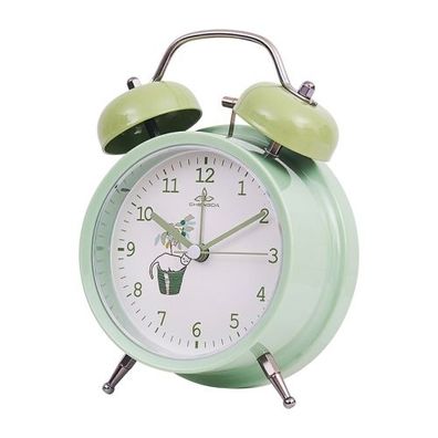 Student niedlicher Stil Glocke Wecker Nachttisch stille Uhr mit Licht - Y36 4 Zoll (