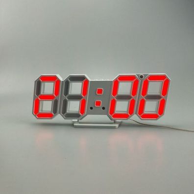 6609 3D-Stereo-LED-Wecker Wohnzimmer 3D-Wanduhr-Rot