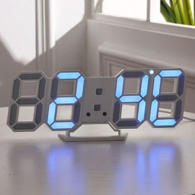 6609 3D-Stereo-LED-Wecker Wohnzimmer 3D-Wanduhr-Blau