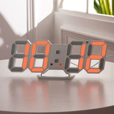 6609 3D-Stereo-LED-Wecker Wohnzimmer 3D-Wanduhr-Orange