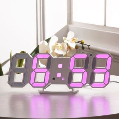 6609 3D-Stereo-LED-Wecker Wohnzimmer 3D-Wanduhr-Rosa