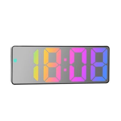 Farbschrift LED elektronische Uhr Nachttischwecker Großbilduhr (0725 schwarzer Musche