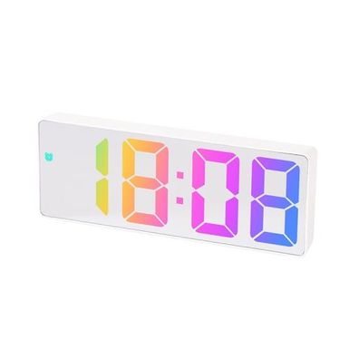 Farbschrift LED elektronische Uhr Nachttischwecker Großbilduhr (0725 weißer Muschelsp