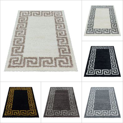 Hochflor Design Teppich Wohnzimmerteppich Muster Antike Bordüre Viele Farben