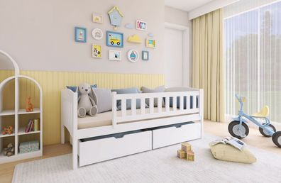 Kinderbett / Einzelbett GUCIO - Weiß / Beige / Grau / Graphit - verschiedene Größen