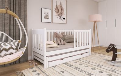 Kinderbett / Kinderbett KAJA - Weiß / Beige / Grau / Graphit - verschiedene Größen