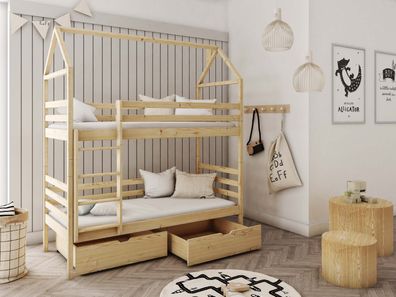 Kinderbett / Etagenbett ALEX - Weiß / Beige / Grau / Graphit - verschiedene Größen
