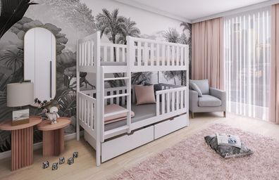 Kinderbett / Etagenbett Michalina - Weiß / Beige / Grau / Graphit - verschiedene Größ