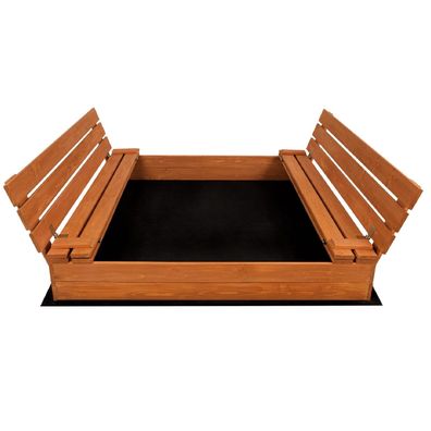 Sandkasten Sandbox Deckel Imprägniert Holz Sandkiste Sitzbänke Garten 150x140cm 9891