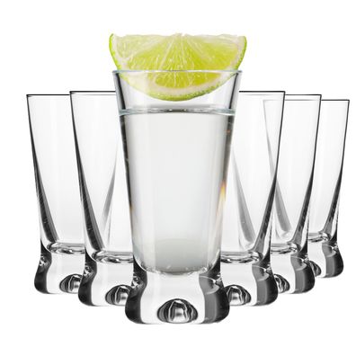 Krosno X-Line Gläser für Vodka Shot Schnaps | Set 6 | 50 ml | Spülmaschine
