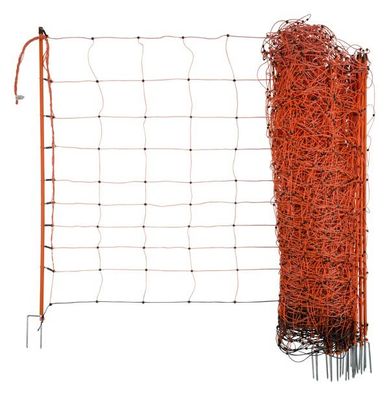 OviNet 108 cm, double prong, orange, red posts, electrif, 50 m