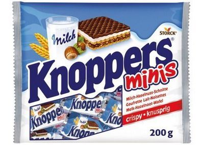 1x Knoppers Minis im Beutel 200g Süßigkeiten, Nahrungsmittel