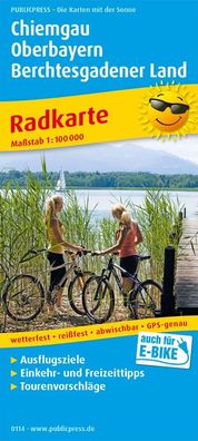 Chiemgau - Oberbayern - Berchtesgadener Land Radkarte mit Ausflugsz